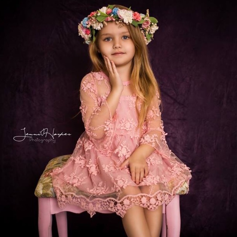 Pink floral & Lace dress